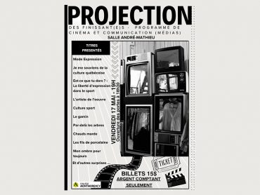Affiche de l'exposition des étudiants en cinéma et communication 2024