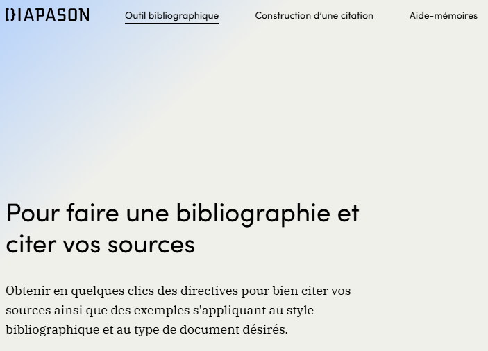 Outil bibliographique de Diapason