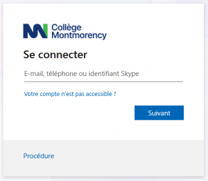 Fenêtre de connexion à Microsoft 365
