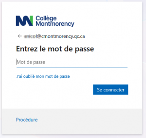 Deuxième fenêtre de connexion à Microsoft 365